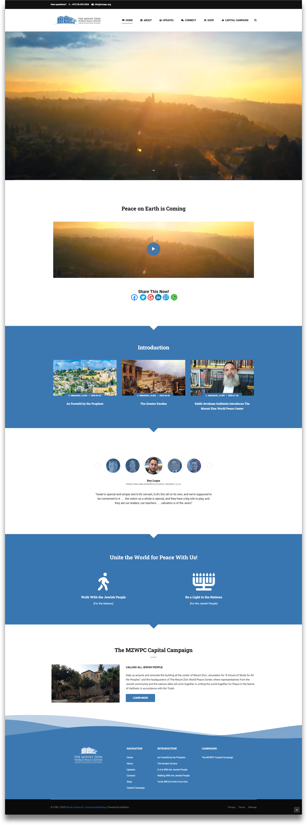 Website Design for The Mount Zion World Peace Center